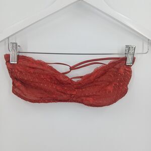 Intimately Free People Lace Strappy Bandeau Bralette Womens Small Rust Boho